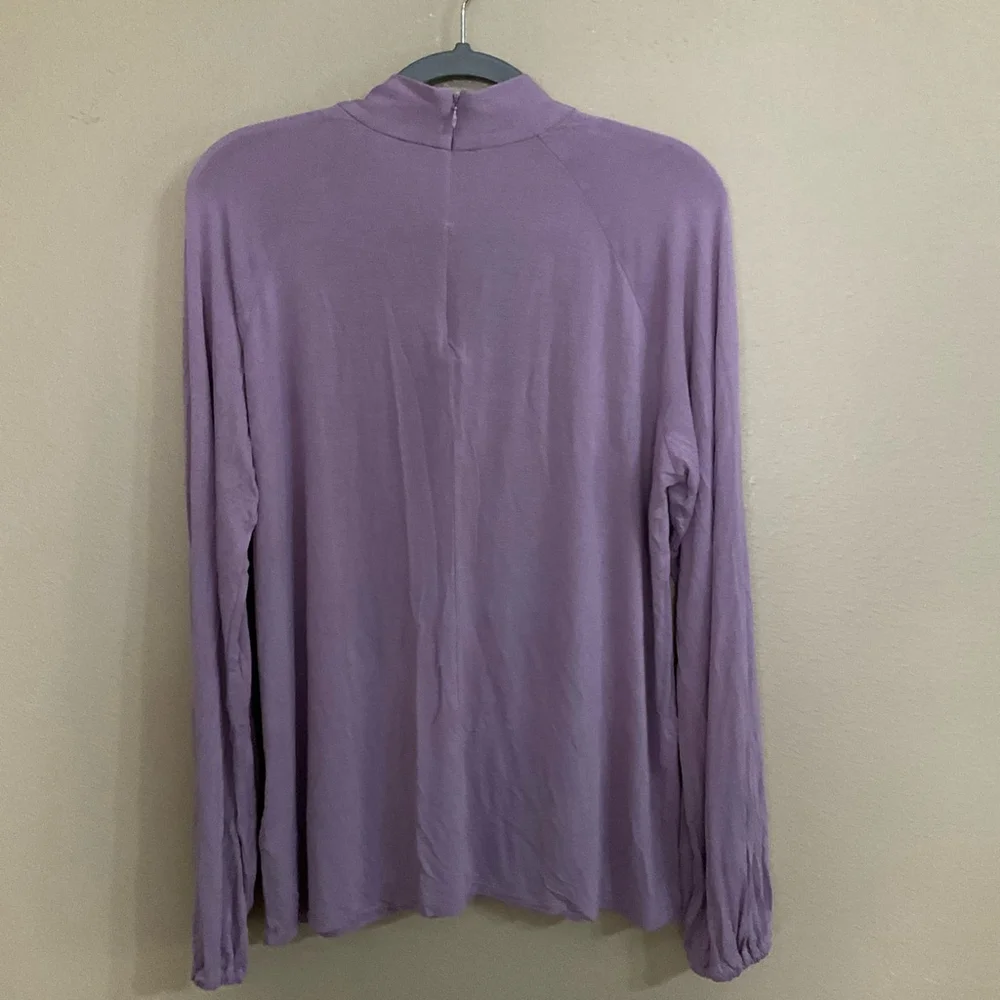 Lauren Ralph Lauren Lilac Long Sleeve Tie Neck Blouse Womens XL Classy Preppy - Picture 6 of 9